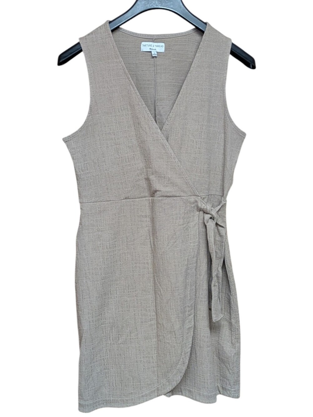 Madewell Texture & Thread Tan Wrap Sleeveless Mini Dress Size Medium - Picture 2 of 9